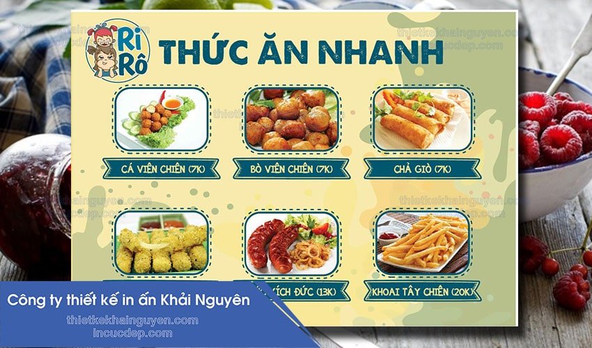 Thiết kế menu thức ăn nhanh