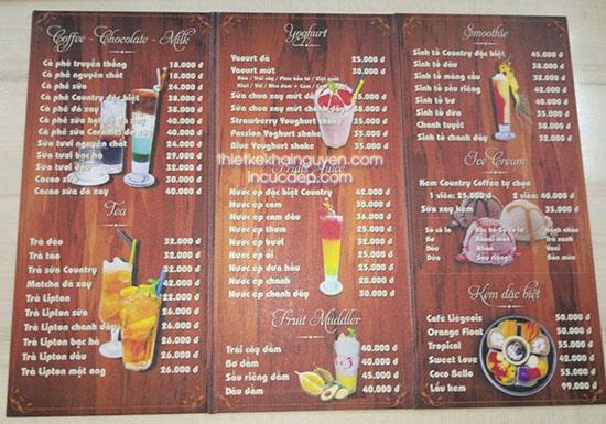 Thực đơn bìa bồi carton gập 3