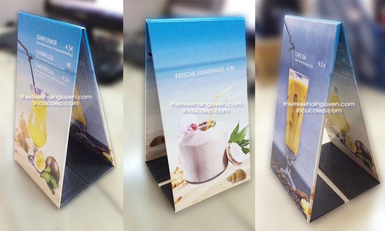 Thực đơn để bàn bằng bìa bồi carton