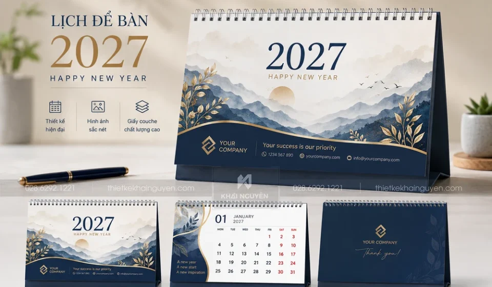 Mẫu thiết kế lịch để bàn đẹp cho công ty | cá nhân 2027