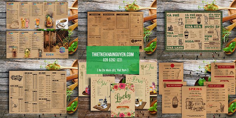 Thiết kế menu kraft cổ điển ấn tượng - menu nhà hàng quán cafe