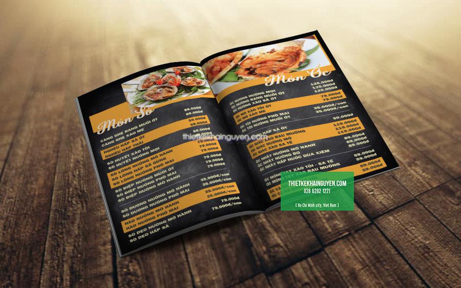 Mẫu thực đơn dành cho quán ốc - quán ăn