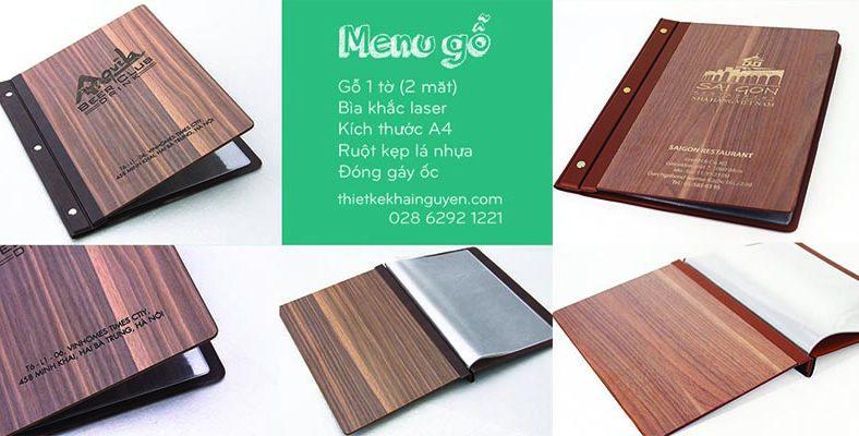Bìa menu bằng gỗ laminate bền đẹp