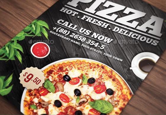 Hình ảnh ngon lành trên mẫu in voucher đẹp cho tiệm Pizza 