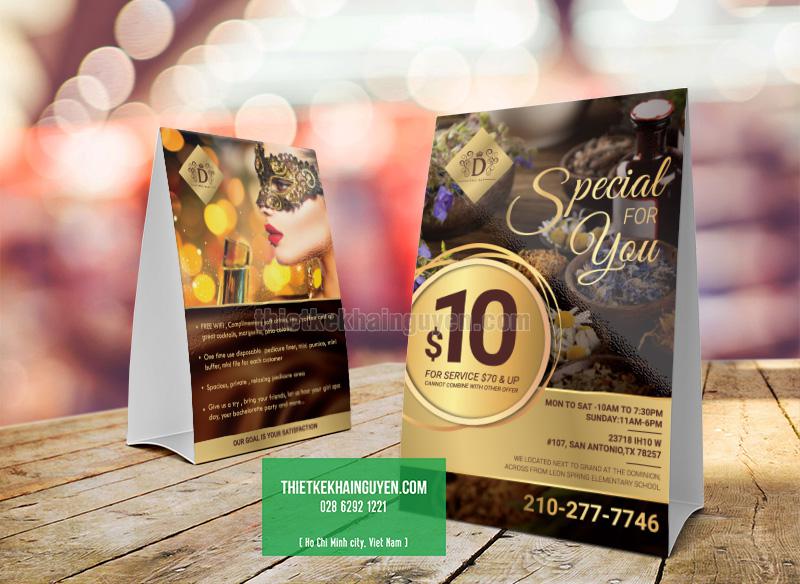 Mẫu thiết kế standee để bàn đẹp cho spa