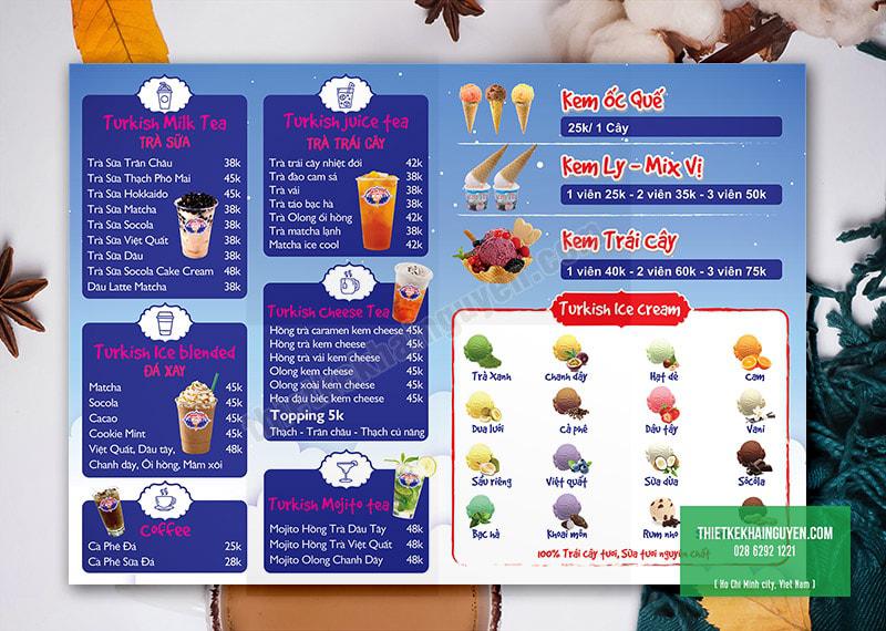 Mẫu thiết kế menu kem - dạng menu A3 tại quầy
