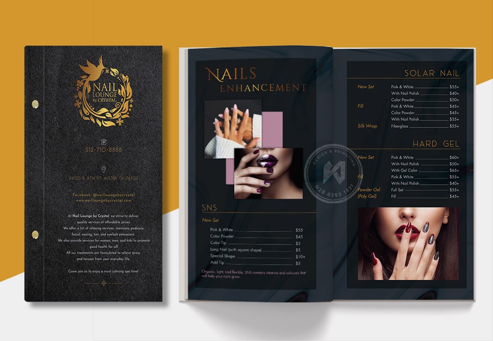 Thiết kế menu Nails Spa Lounge chuyên nghiệp