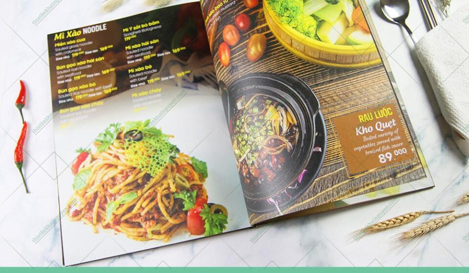 Menu kháng nước cực tốt với ruột bồi gập mép