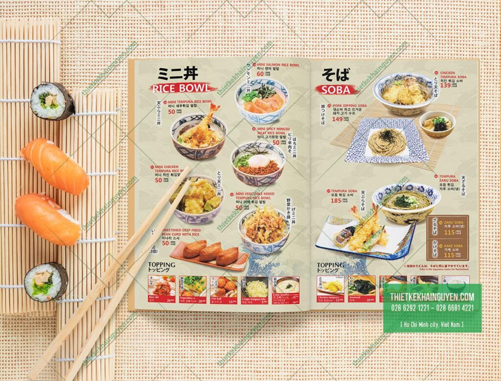 Bố cục thiết kế menu Nhật hết sức thông minh