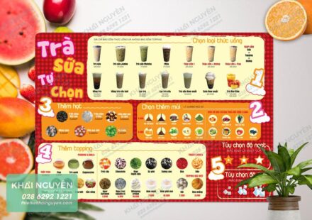 Thiết kế menu trà sữa tự chọn