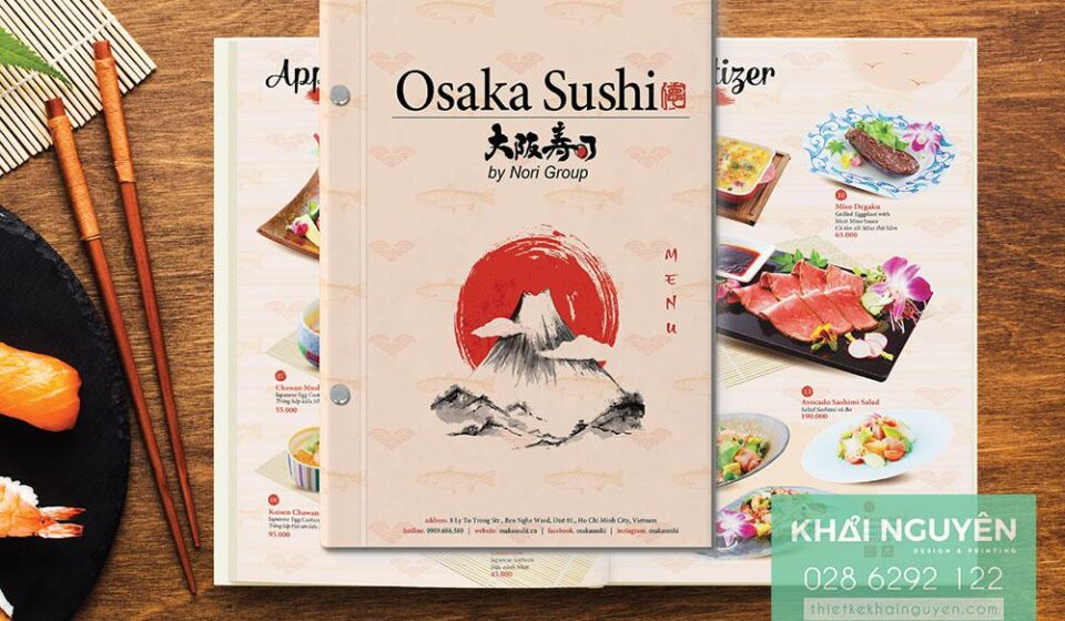 Thiết kế và in menu nhà hàng Nhật OSAKA Sushi