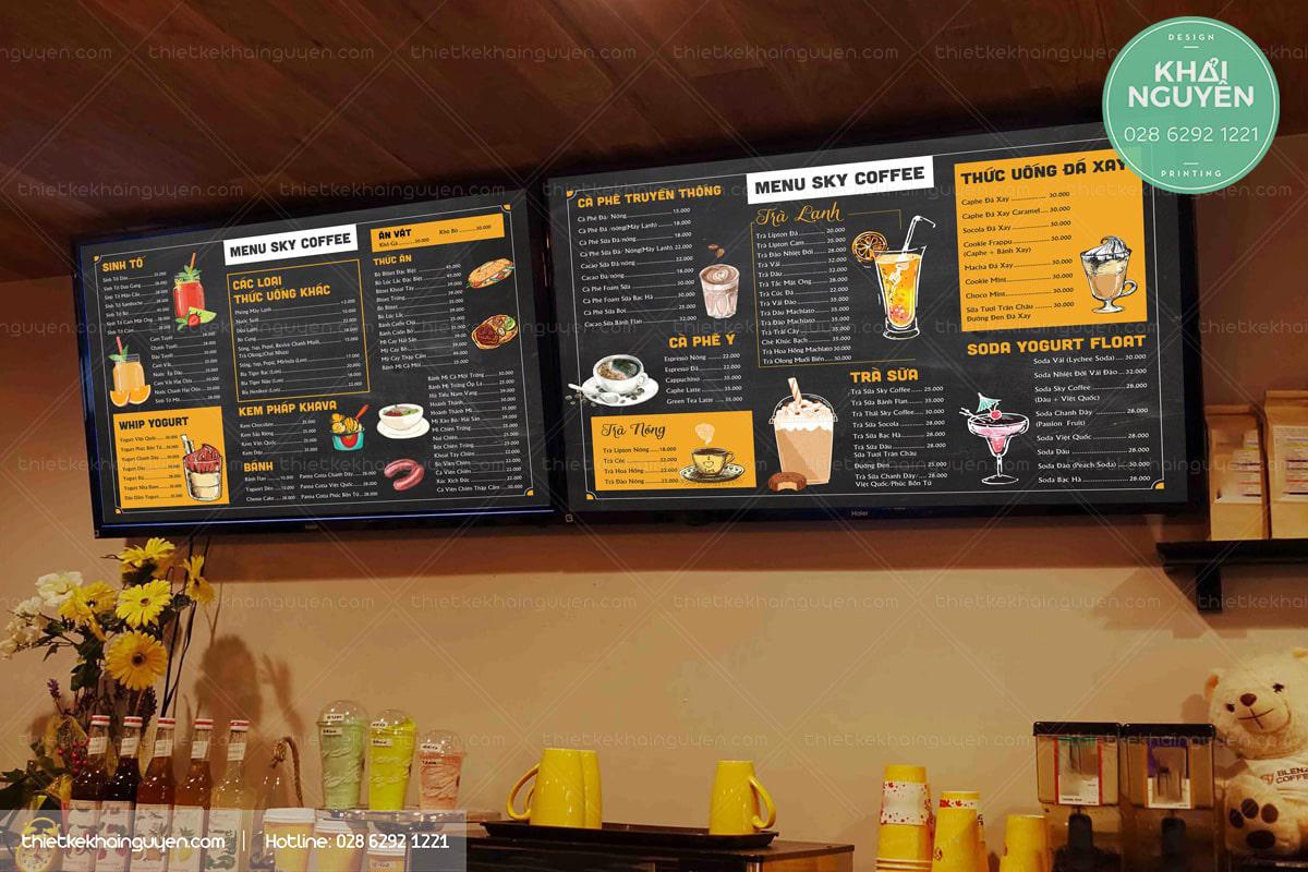 Thiết kế menu kỹ thuật số đẹp cho quán cà phê, trà sữa