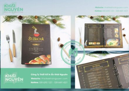 Menu bìa cứng gáy còng - in màu sắc rất đẹp