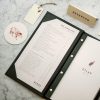 Menu da với kích thước khổ lỡ 18x29cm. Menu da với kích thước khổ lỡ 18x29cm.