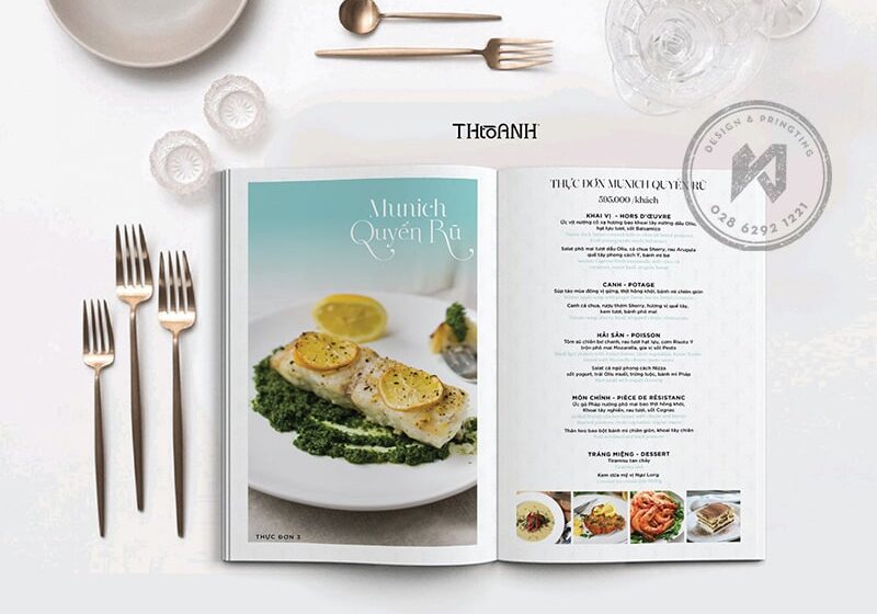 Thiết menu nhà hàng Âu