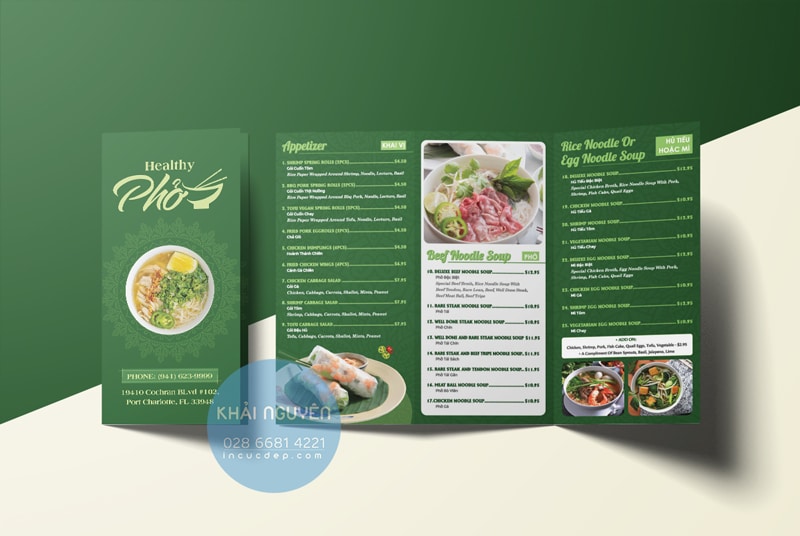 Thiết kế menu togo cho nhà hàng Phở