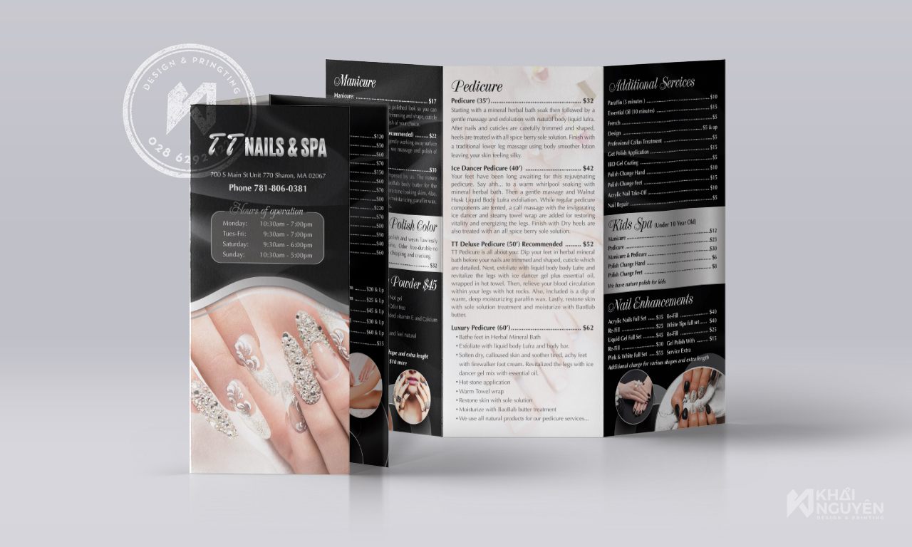 TT Nails & Spa - mẫu brochure tạo ấn tượng mạnh