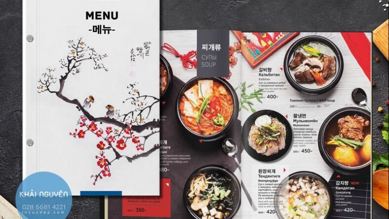 Mẫu menu đẹp cho nhà hàng Hàn Quốc
