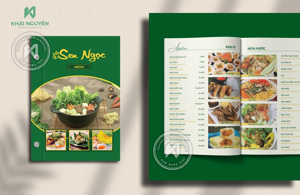 Bìa menu nhà hàng chay Sen Ngọc
