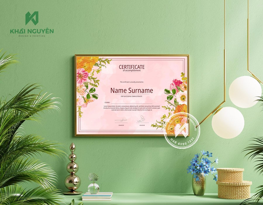 Floral flower certificate