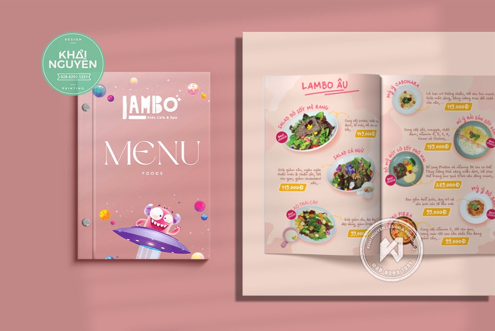 Thiết kế kids menu với màu sắc vui tươi