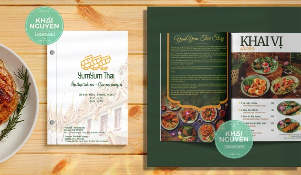 Thiết kế menu nhà hàng Yum Yum Thái Restaurant