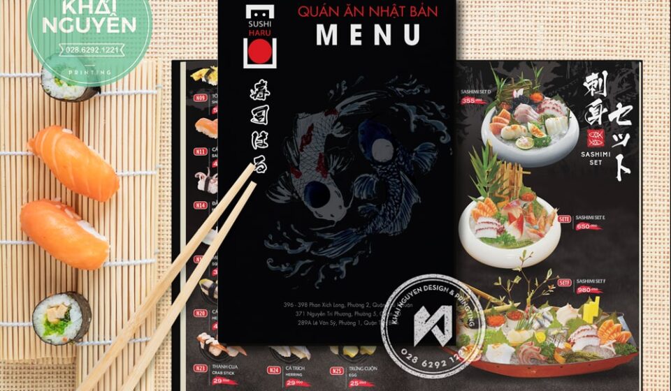 Thiết kế in menu nhà hàng Sushi Haru TPHCM