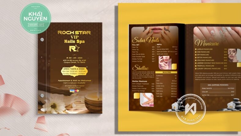 In menu nails bìa cứng cho ROCK STAR VIP NAILS