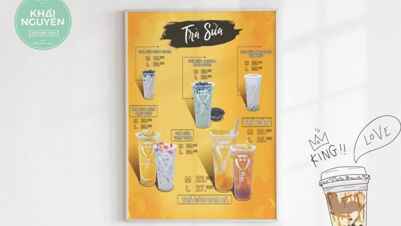 Thiết kế menu tiệm trà sữa dạng poster