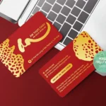 Card visit nhà hàng - giấy đỏ ép kim vàng