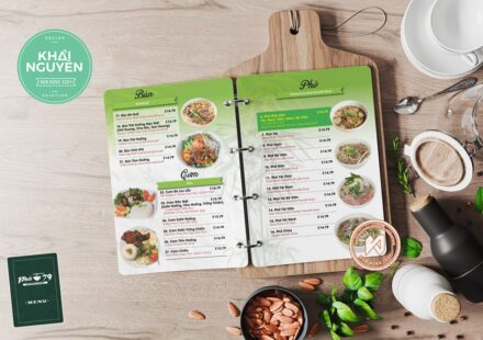 Menu nhà hàng phở - nhựa gáy còng