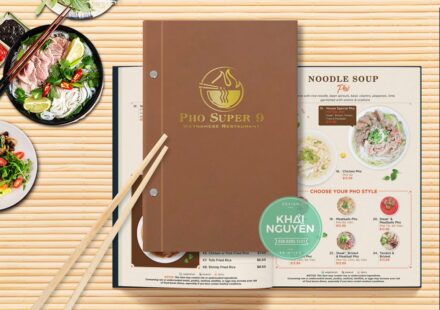 Menu phở việt nam bìa da sang trọng nhà hàng