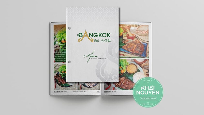 In menu bìa cứng cho nhà hàng Thái Lan Bangkok