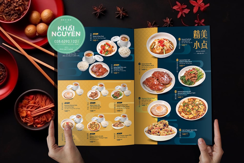 Mẫu thiết kế menu Trung Hoa với các món ăn nổi tiếng