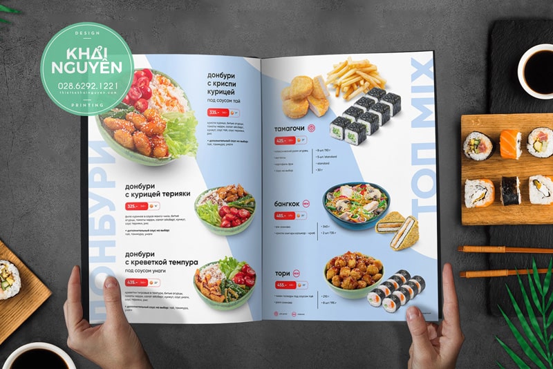 Mẫu menu Sushi thiết kế hiện đại
