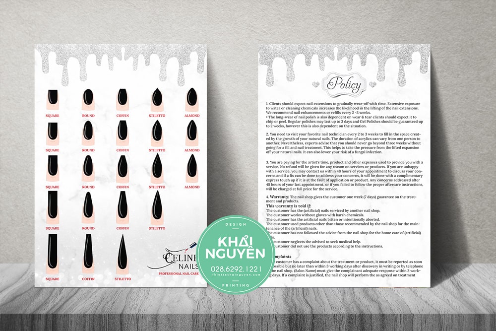 Poster Mẫu Nails - Trong bộ thiết kế thương hiệu nails màu xám