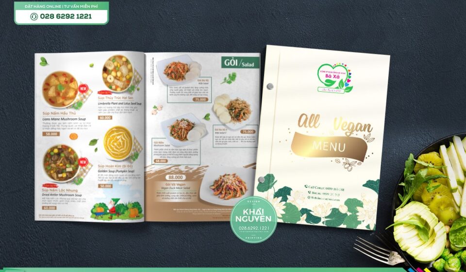 Thiết kế menu chay nhà hàng Bà Xã