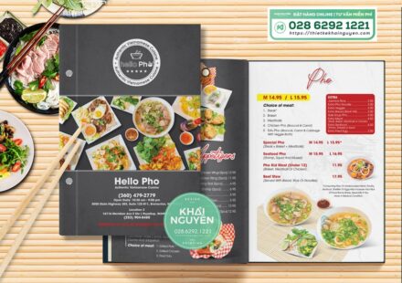 Thiết kế in ấn menu nhà hàng Phở - menu bìa cứng