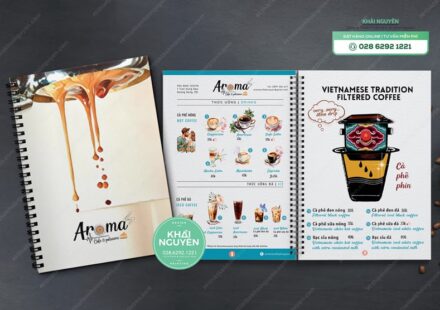 Thiết kế menu cafe aroma hình vẽ tay