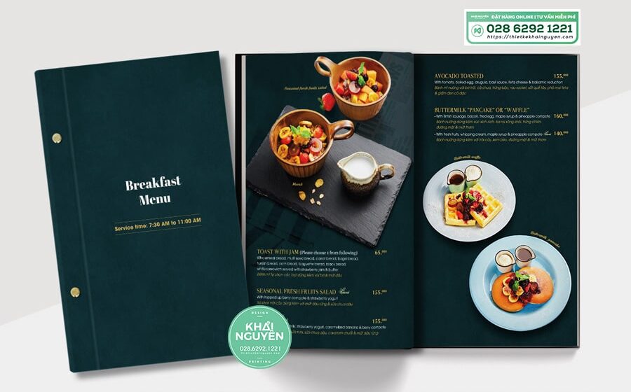 In Menu nhà hàng Âu Breakfast Menu