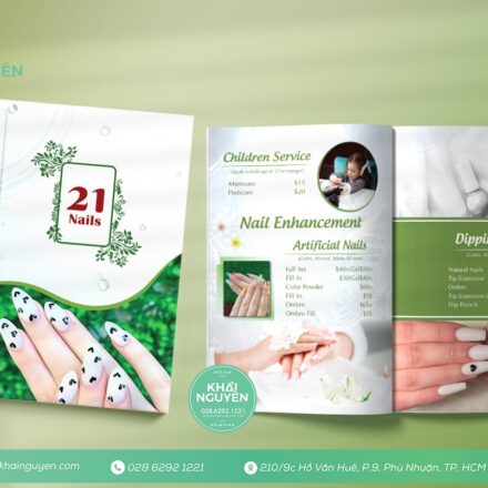 Mẫu Thiết Kế Tiệm Nail Màu Xanh Lá Siêu Đẹp Thiết kế menu 21 Nails