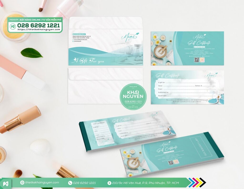 Bộ gift voucher kèm bao thư cho Mimi Nails