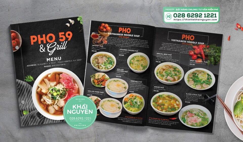 Thiết kế menu Phở chuyên nghiệp tại TPHCM