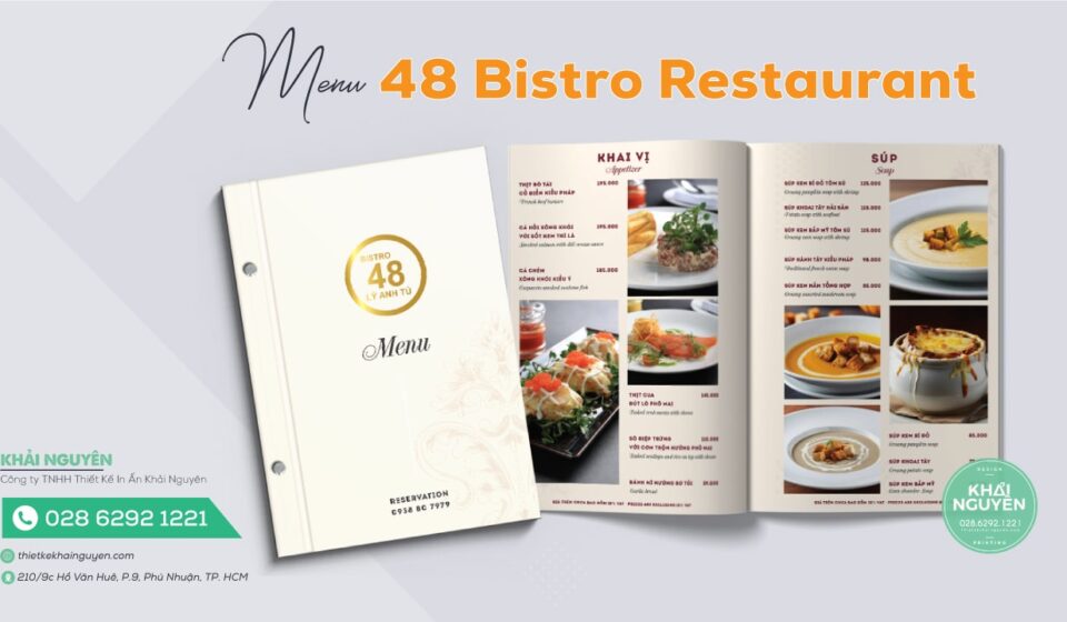 Thiết kế in ấn menu nhà hàng 48 Bistro