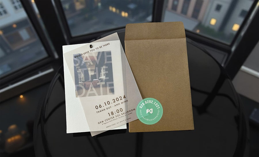 Mẫu thiệp cưới vintage - thiệp in giấy kraft