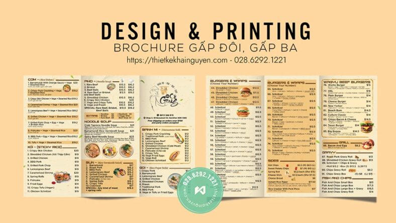 Brochure Flyer A4 gấp 3 nhà hàng cô Giang
