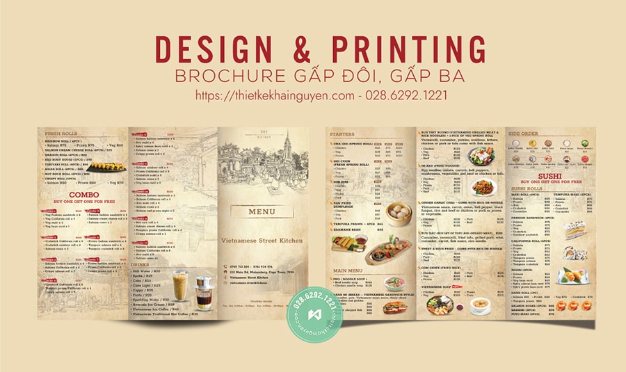 Thiết kế tờ brochure gấp 3 Vietnamese Street Kitchen