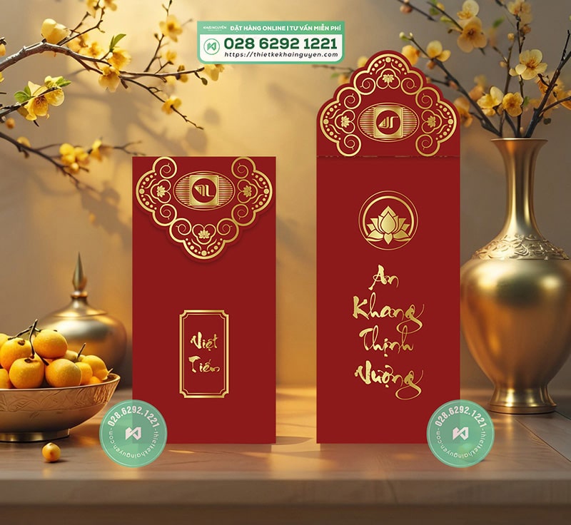 Lì xì giấy đỏ ép kim họa tiết đặc biệt