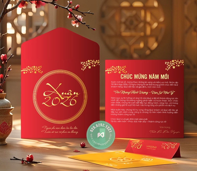 Thiệp chúc Xuân Tết Bính Ngọ 2026 cho công ty