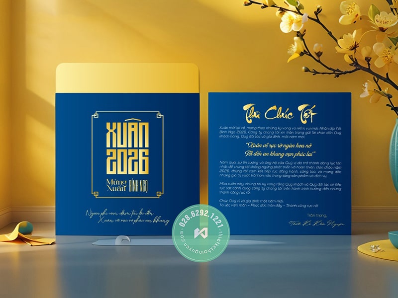 In thiệp Tết 2026 - Thiệp Khổ Vuông Siêu Đẹp